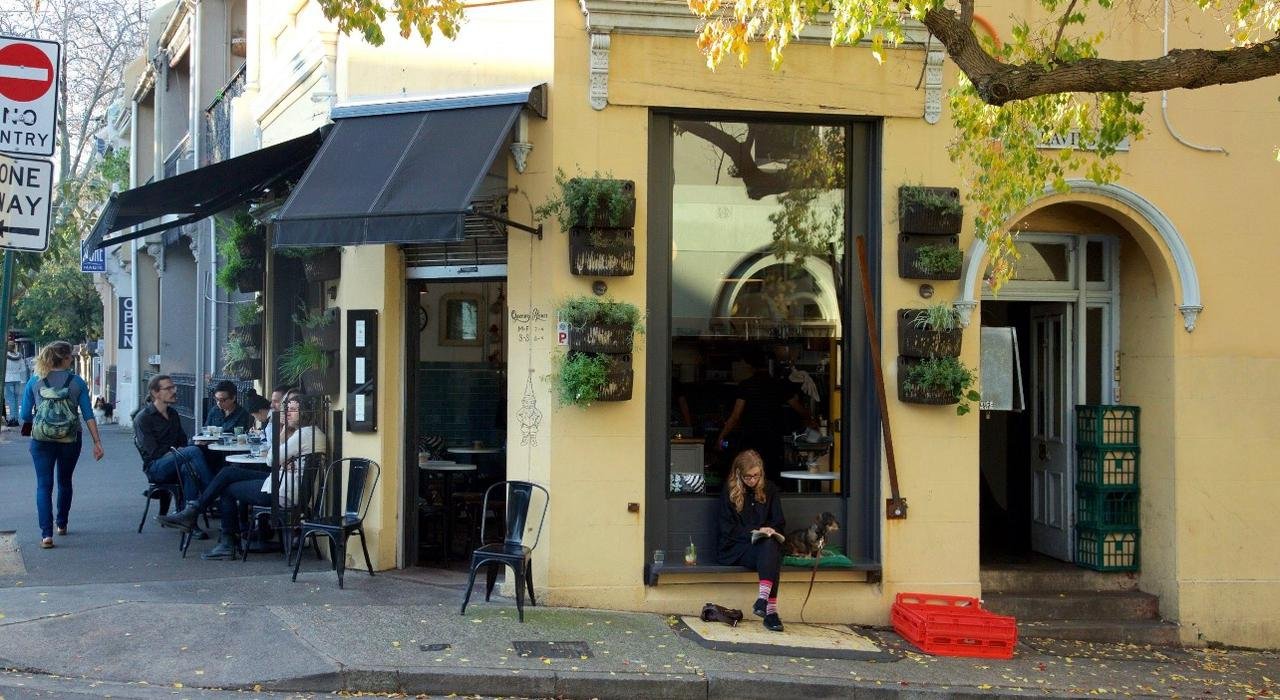 A café-lined street in Surry Hills